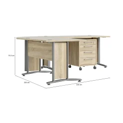 Scrivania Agerato, 200x230 h75 cm, Grigio e Quercia<Dmora Cheap