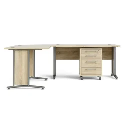 Scrivania Agerato, 200x230 h75 cm, Grigio e Quercia<Dmora Cheap