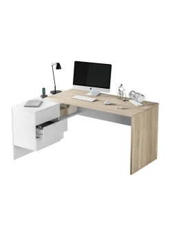 Scrivania Agnello, 145x108h73 cm, Rovere e Bianco<Dmora Best Sale