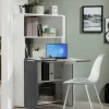 Scrivania Akiro, cm 70x57h140, Bianco e<Dmora Discount