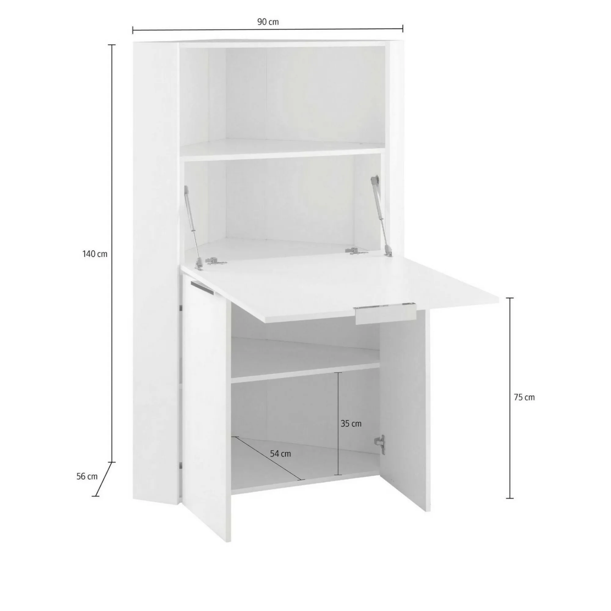 Scrivania Akiro, cm 70x57h140, Bianco e<Dmora Discount