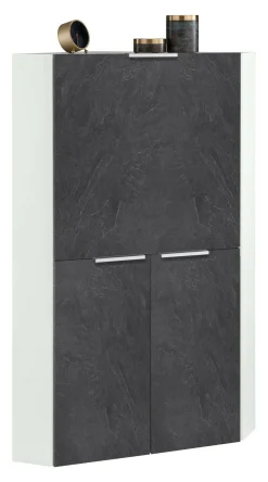 Scrivania Akiro, cm 70x57h140, Bianco e<Dmora Discount