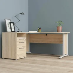 Scrivania Alfango, 159x151 h75 cm, Quercia e Bianco<Dmora Best