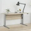 Scrivania Alfango, 80x120 h75 cm, Grigio e Quercia<Dmora Shop