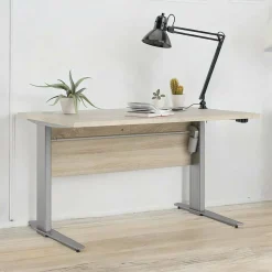 Scrivania Alfango, 80x120 h75 cm, Grigio e Quercia<Dmora Shop