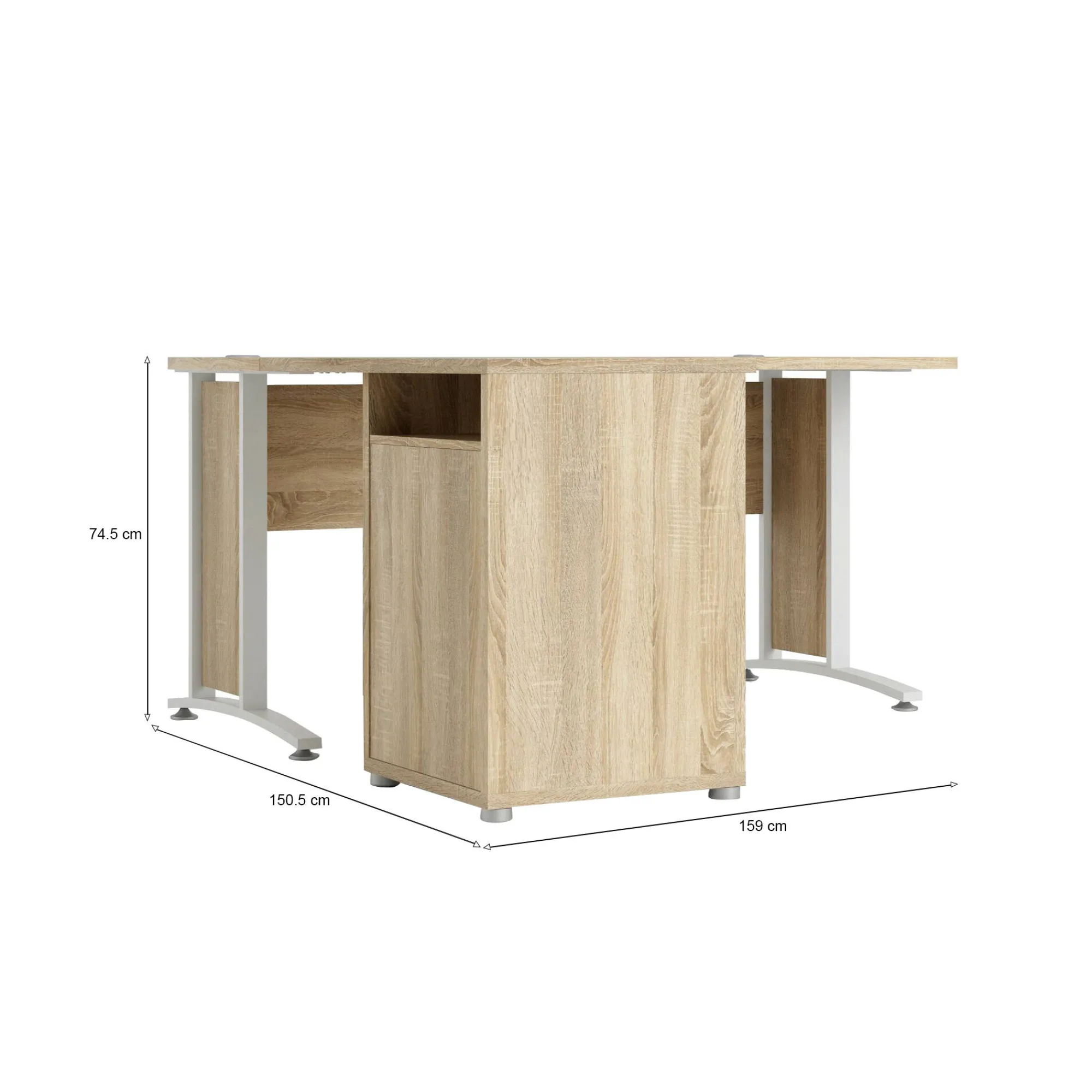 Scrivania Alfango, 159x151 h75 cm, Quercia e Bianco<Dmora Best