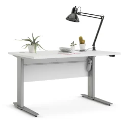Scrivania Alfango, 80x120 h75 cm, Bianco e Grigio<Dmora Best