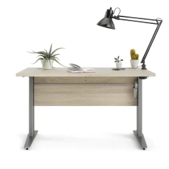 Scrivania Alfango, 80x120 h75 cm, Grigio e Quercia<Dmora Shop