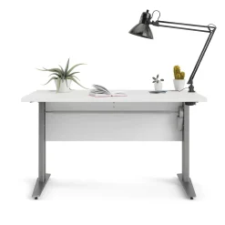 Scrivania Alfango, 80x120 h75 cm, Bianco e Grigio<Dmora Best