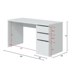 Scrivania Alko, 138x60h74 cm,<Dmora Discount