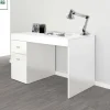 Scrivania Alpaca, Bianco lucido Larice,<Dmora Cheap