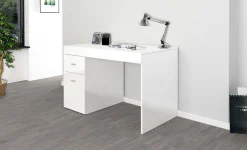 Scrivania Alpaca, Bianco lucido Larice,<Dmora Cheap
