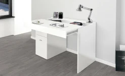 Scrivania Alpaca, Bianco lucido Larice,<Dmora Cheap