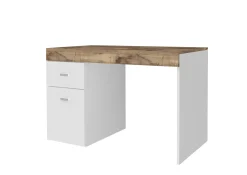 Scrivania Alpaca, cm 100x60h75, Bianco lucido e Acero<Dmora Hot