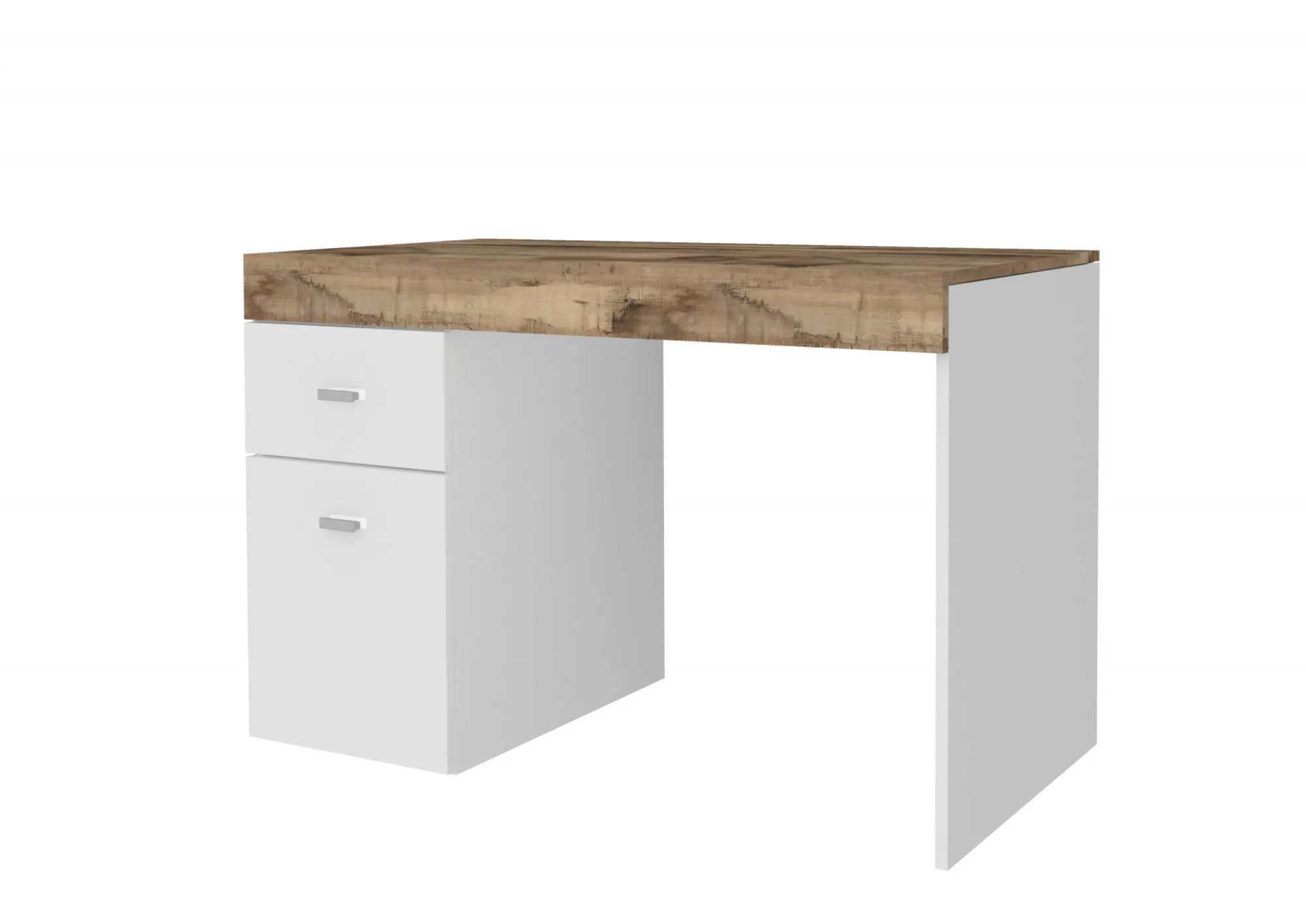Scrivania Alpaca, cm 100x60h75, Bianco lucido e Acero<Dmora Hot