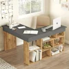 Scrivania Altin, 129x120h72 cm, Quercia e Nero<Dmora Discount