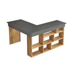 Scrivania Altin, 129x120h72 cm, Quercia e Nero<Dmora Discount