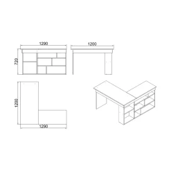 Scrivania Altin, 129x120h72 cm, Quercia e Nero<Dmora Discount