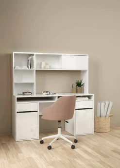 Scrivania Ambrenti, 48x149 h156 cm, Bianco<Dmora Outlet