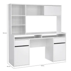 Scrivania Ambrenti, 48x149 h156 cm, Bianco<Dmora Outlet
