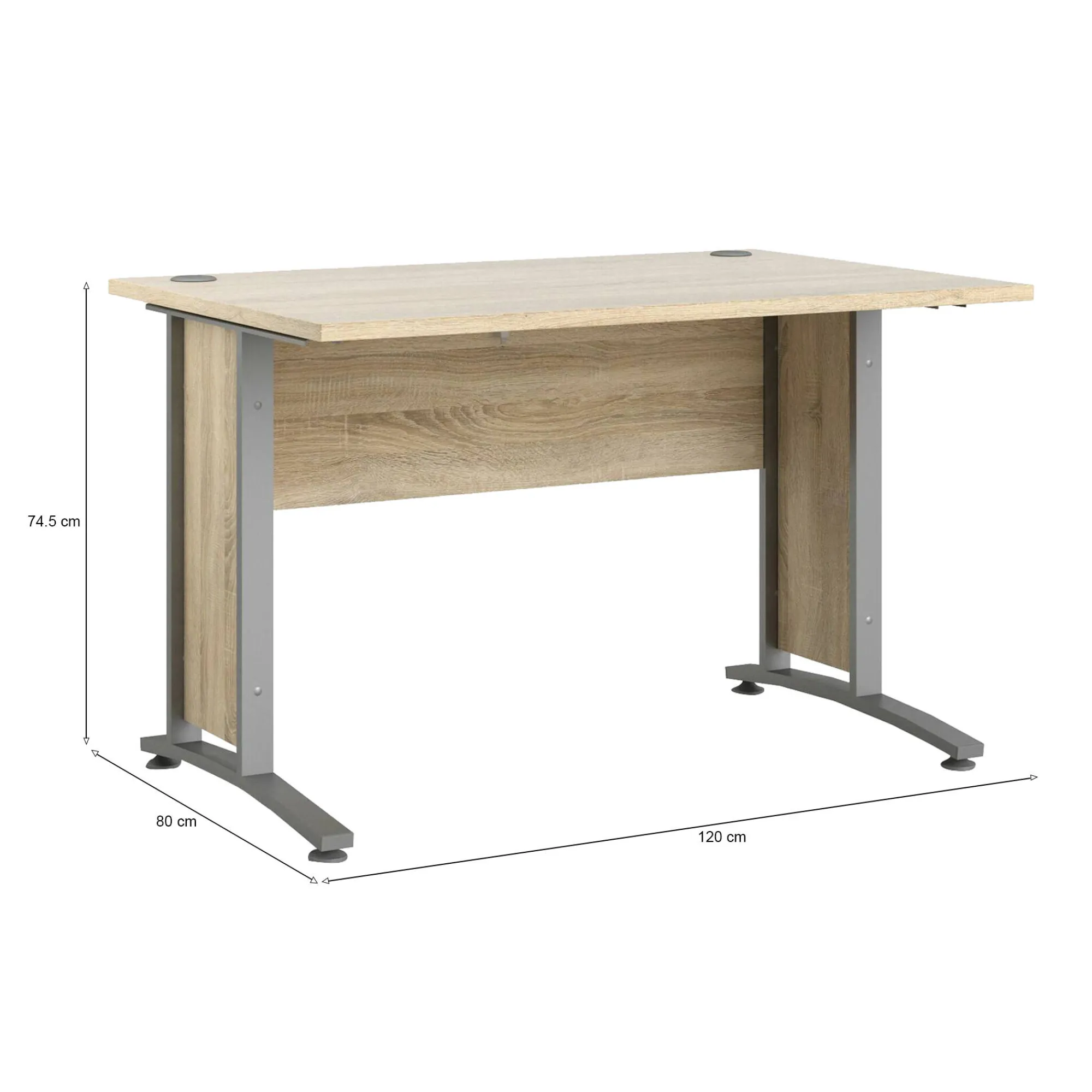 Scrivania Amigos, 120x80 h75 cm, Grigio e Quercia<Dmora Cheap