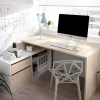 Scrivania Andor, 139x92h75 cm, Bianco e Rovere<Dmora Store