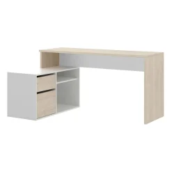 Scrivania Andor, 139x92h75 cm, Bianco e Rovere<Dmora Store