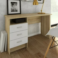 Scrivania Andre, 120x48 h72 cm, Quercia e Bianco<Dmora Fashion