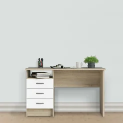 Scrivania Andre, 120x48 h72 cm, Quercia e Bianco<Dmora Fashion