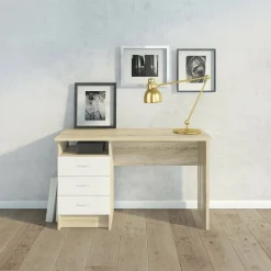 Scrivania Andre, 120x48 h72 cm, Quercia e Bianco<Dmora Fashion