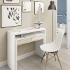 Scrivania Andriy, 99x36h88 cm, Bianco e Rovere<Dmora Discount