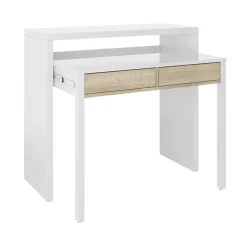 Scrivania Andriy, 99x36h88 cm, Bianco e Rovere<Dmora Discount