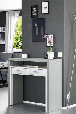 Scrivania Andriy, 99x36h88 cm, Cemento e Bianco<Dmora Cheap