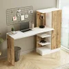 Scrivania Angaga, 152x40h120 cm, Quercia e Bianco<Dmora Discount