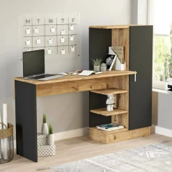 Scrivania Angaga, 152x40h120 cm, Quercia e Nero<Dmora Cheap