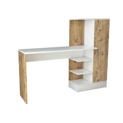 Scrivania Angaga, 152x40h120 cm, Quercia e Bianco<Dmora Discount