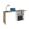 Scrivania Antioco, cm 110x50h75, Bianco lucido e Acero<Dmora Discount