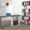 Scrivania Antioco, cm 110x50h75, Bianco lucido e Ardesia<Dmora Hot