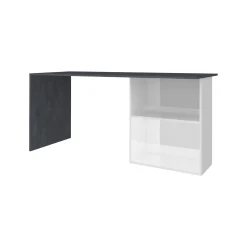 Scrivania Antioco, cm 110x50h75, Bianco lucido e Ardesia<Dmora Hot