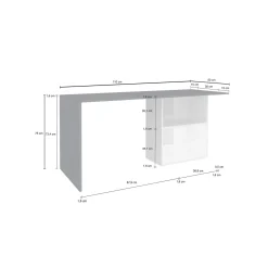 Scrivania Antioco, cm 110x50h75, Bianco lucido e Ardesia<Dmora Hot