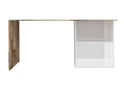 Scrivania Antioco, cm 110x50h75, Bianco lucido e Acero<Dmora Discount
