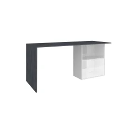 Scrivania Antioco, cm 110x50h75, Bianco lucido e Ardesia<Dmora Hot