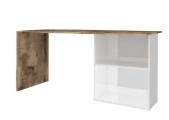 Scrivania Antioco, cm 110x50h75, Bianco lucido e Acero<Dmora Discount
