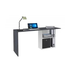Scrivania Antioco, cm 110x50h75, Bianco lucido e Ardesia<Dmora Hot