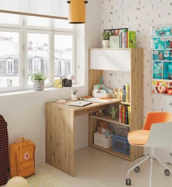 Scrivania Apogee, 108x70h140 cm, Bianco e Rovere nodi<Dmora Clearance