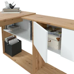 Scrivania Apogee, 108x70h140 cm, Bianco e Rovere nodi<Dmora Clearance