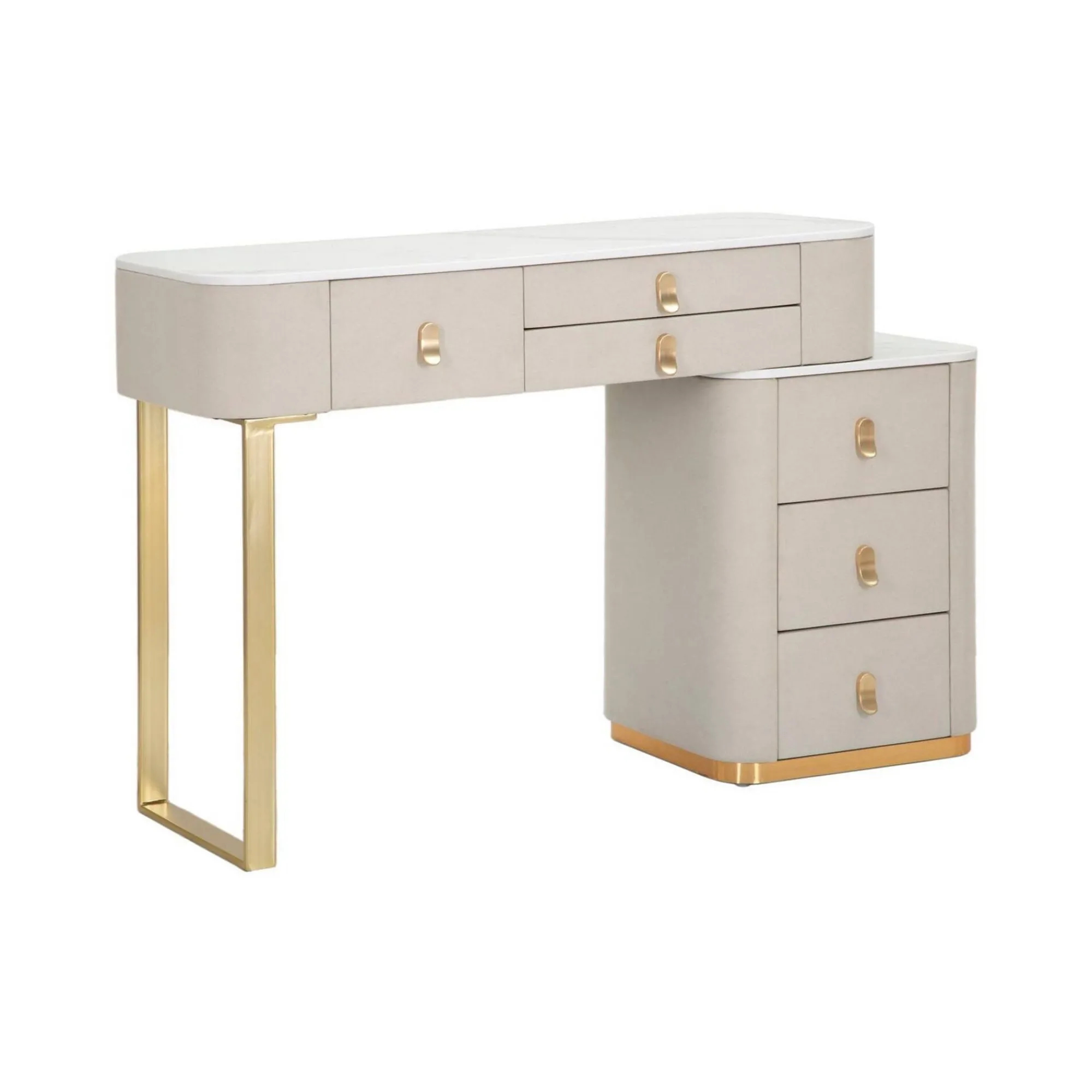 Scrivania Apoteosi, 120x40 h75 cm, Crema e Oro<Dmora Shop