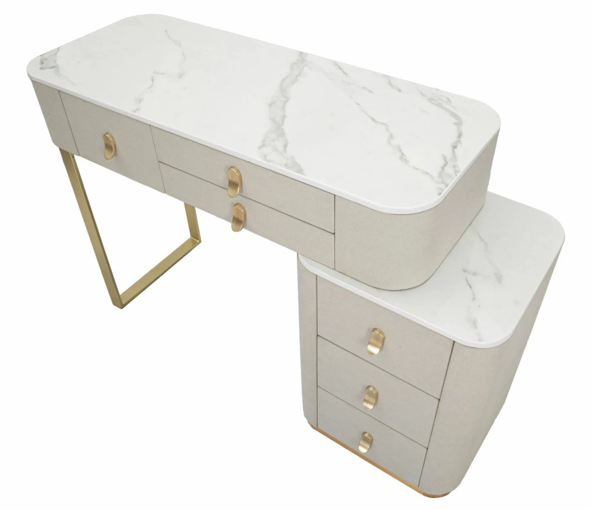 Scrivania Apoteosi, 120x40 h75 cm, Crema e Oro<Dmora Shop