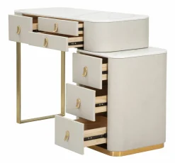 Scrivania Apoteosi, 120x40 h75 cm, Crema e Oro<Dmora Shop