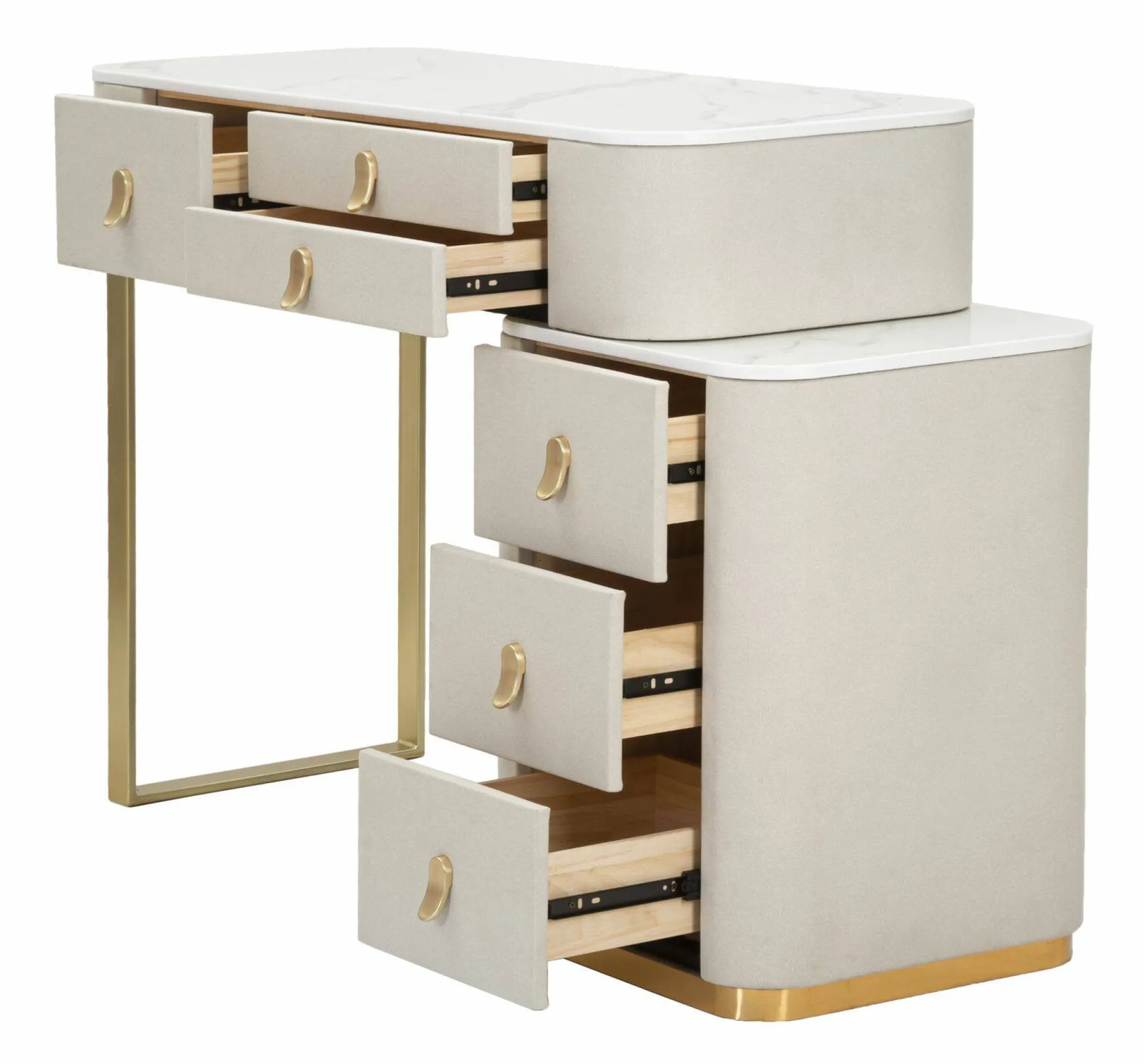 Scrivania Apoteosi, 120x40 h75 cm, Crema e Oro<Dmora Shop